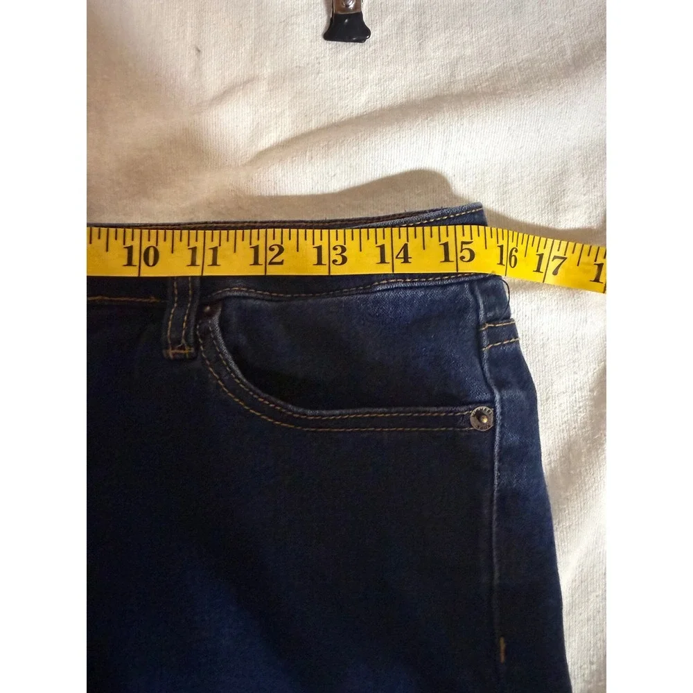 Michael Kors Womens Dark Wash Cropped Capri Jeans Blue Gold Logo Size 10